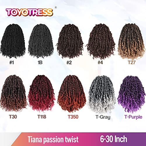 ToyoTress Tiana Passion Twist Hair - 14 Inch 8 Pack Ombre Gray Pre-Looped Crochet Braid