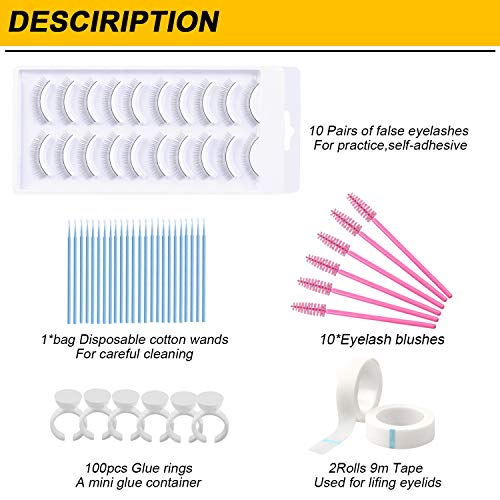 Fenshine Eyelash Extension Kit with Mannequin Head & Professional Tools