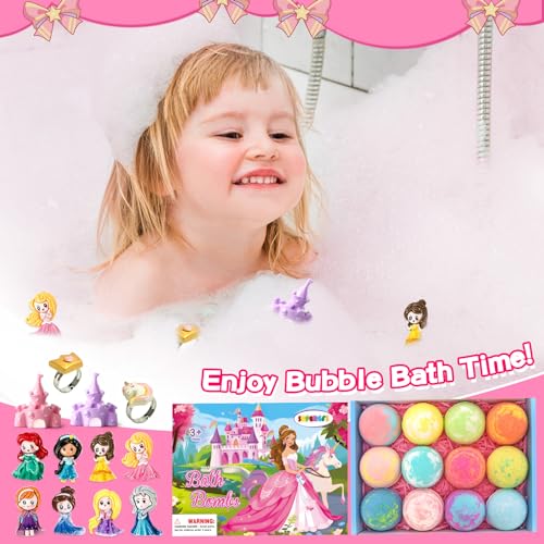 SuperGFS Princess Surprise Bath Bombs for Kids - Organic Bubble Bath Set with Jewelry & Toys, Birthday & Christmas Gift, Princess Toys Variation
