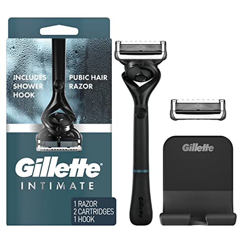 Gillette Intimate Razor for Men, Men¡¯s Pubic Razors for Manscaping, Gentle and Easy to Use, Designed For Pubic Hair, 1 Handle, 2 Blade Refills