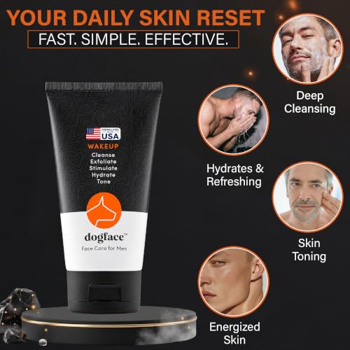 Dogface 5-in-1 Men’s Face Wash & Exfoliating Gel, Hydrating Skin Care 5.3 oz