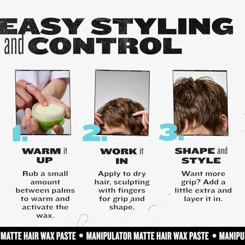 TIGI Bed Head Manipulator Matte Hair Wax, Strong Hold Sculpting and Styling Paste for Short to Medium Hair, 2.01 oz | Matte, Paste