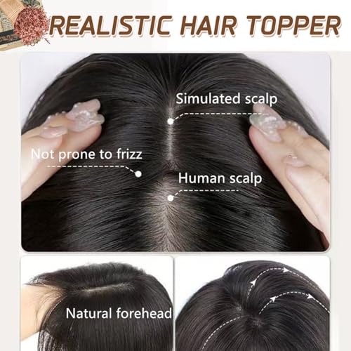 No Bang-#2 Dark Brown 8 Inch Remy Human Hair Topper with Lace Base & Clips