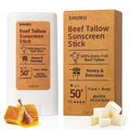 Beef Tallow Sunscreen Organic Stick SPF 50 ? Tallow-Based Mineral Sunscreen with Honey & Beeswax for Face & Body, Water-Resistant Natural Sunblock, 0.53 oz