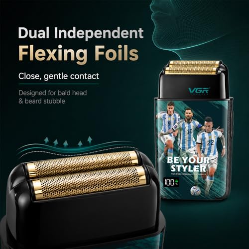 Dual Flexing Foil Shaver for Bald Men with 3-Speed Wet Dry Waterproof