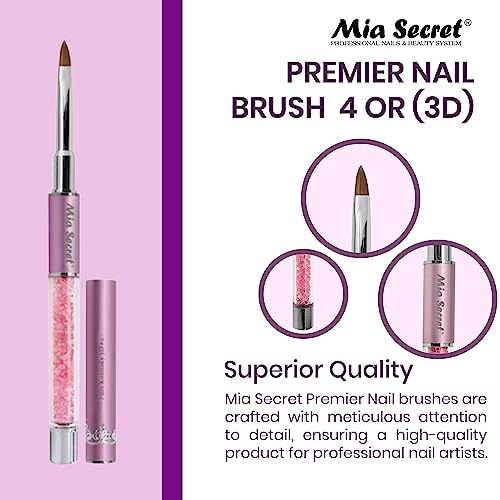 Mia Secret PREMIER NAIL BRUSHES 100% Kolinsky Hair MADE IN USA Prenium Nail Art Brushes (Pink, 4 OR (3D))