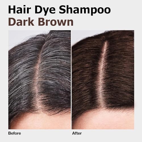 Dark Brown Hair Dye Shampoo 3 in 1 for Gray Hair - Natural Color & Nourishing