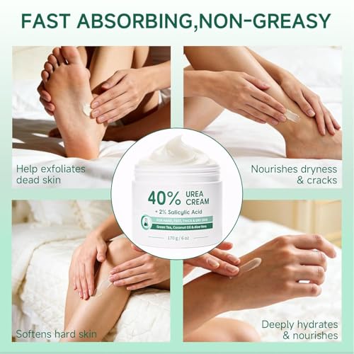 Urea Cream 40% for Feet with Salicylic Acid, Callus & Cracked Heel Care - 6 OZ Pack of 3