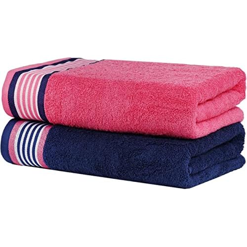 CASA COPENHAGEN He & She 6 Pieces Towel Set- Dutch Blue + Pink, 550 GSM 2 Bath Towel 2 Hand Towel 2 Washcloth, Designed in Denmark Made of Soft Egyptian Cotton for Bathroom, Kitchen & Shower