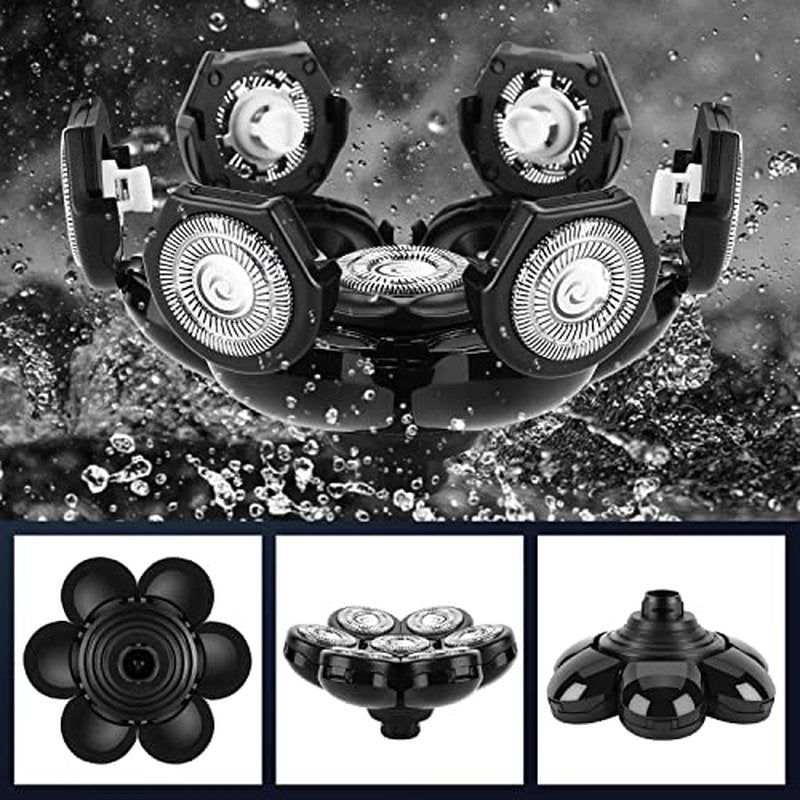 6 Blade Replacement Heads,Bald Shaver Replacement Heads Rotary Shaver for Bald Men Replacement Blade Beard Universal Fast Double Ring Hair Trimmer for 5 6 7 Head Electric Shaver