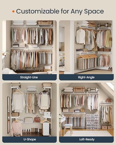 SONGMICS HOME 3-Tier Closet Organizer System for 4-8 ft Wide Closets