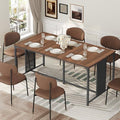 Large Modern Dining Table for 6-8 People - Walnut Top with Metal Legs