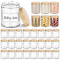 24Pcs 8 oz Clear Glass Candle Jars with Plastic Woodgrain Lids, Bumobum Body Butter Containers for Lotion, Creams, Body Scrubs, Ointments (240ml)