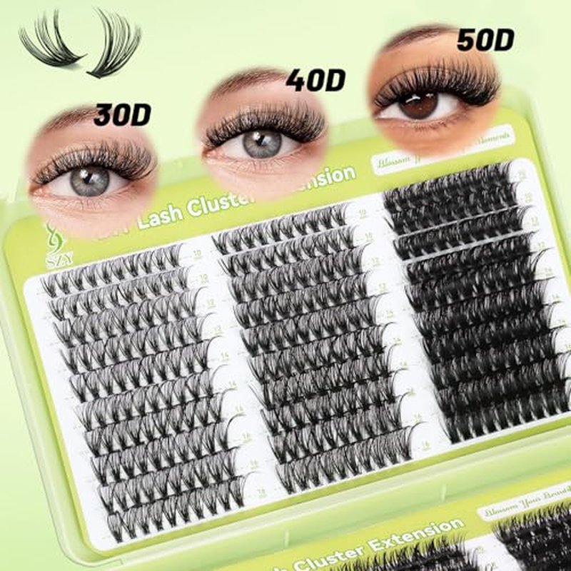 Lash Clusters Kit 570pcs 6 styles 30D-100D D Curl Individual Wispy Natural Eyelash With Eyelash Bond and Seal Eyelash Remover and Tweezer DIY at Home Makeup Cosmetic