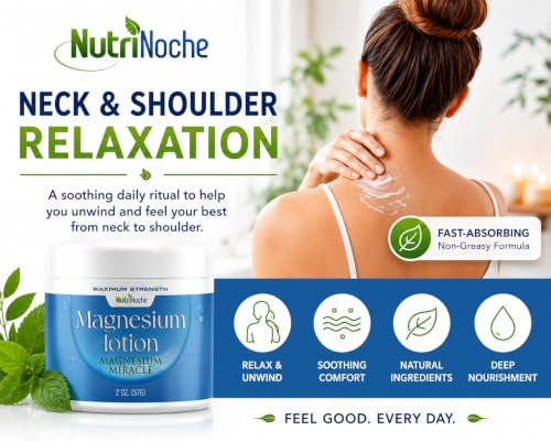 NutriNoche Magnesium Lotion for Relaxation & Sleep - Topical Nano Magnesium Cream with Shea Butter