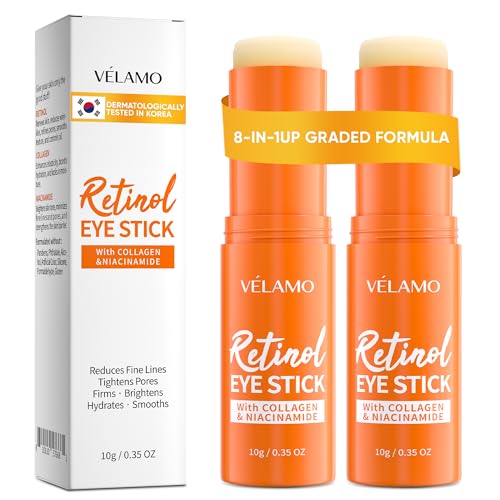 Korean Retinol Eye Balm Set - 10g 2-Pack, Upgraded Formula for Dark Circles Puffiness & Wrinkles - Hypoallergenic & Brightening