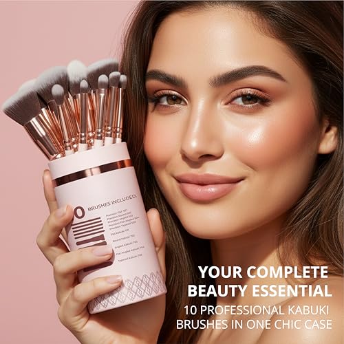 Lamora Makeup Brush Set - 10 Professional Face & Eye Brushes, Cruelty-Free