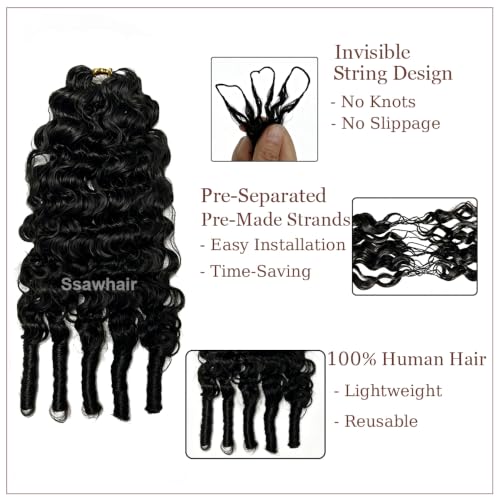 Ssawhair 22 Inch Water Curl Crochet Human Hair Extensions 60g Pre-Separated