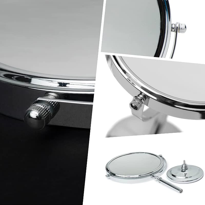 8-Inch Double-Sided Makeup Mirror with 10X & 1X Magnification, 360 Swivel Desktop Mirror