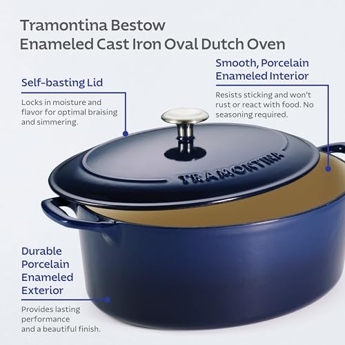 Enameled Cast Iron Dutch Oven 7 Qt Oval with Lid - Blue Variation