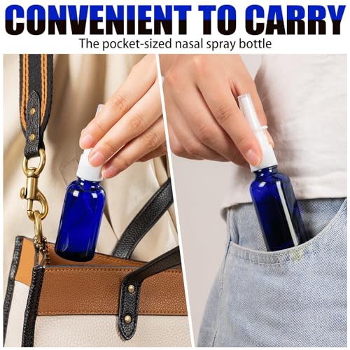 Blue 80 Pcs Refillable Glass Nasal Spray Bottles 30ML/1OZ Travel Kit