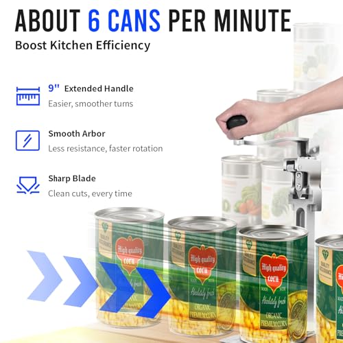 20-Inch Commercial Can Opener for Large Cans | Heavy Duty Stainless Steel, Table Mount, Cavlhils