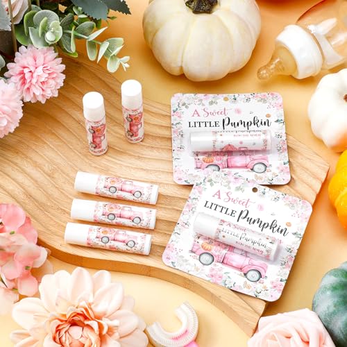 Pumpkin Flower Lip Balm Set - Fall Party Favors for Baby Shower & Halloween