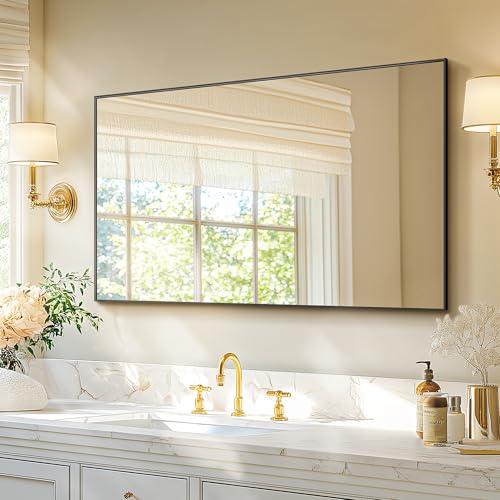 TRAHOME Matte Black Wall Mirror 48x30 Inch Bathroom Vanity Over Sink
