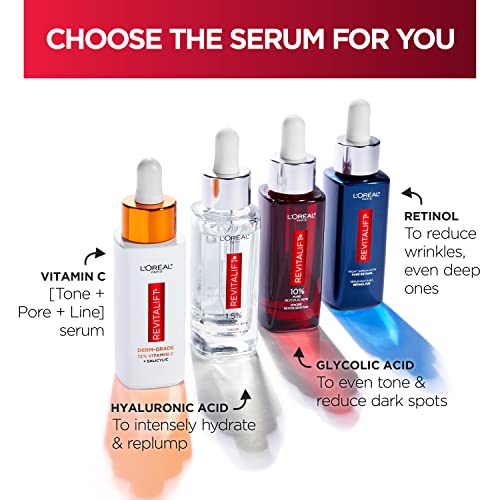 L'Oreal Revitalift 0.3% Pure Retinol Night Serum for Wrinkles - Fragrance Free, 1 oz + Moisturizer Sample