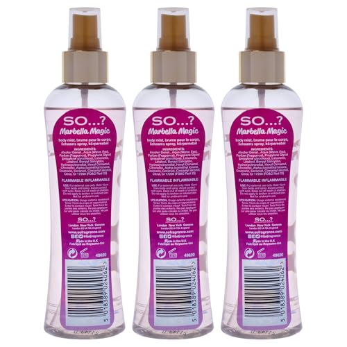 So...? Marbella Magic Body Mist Pack of 3 - Long Lasting Fruity Floral Scent (6.9 Fl Oz)