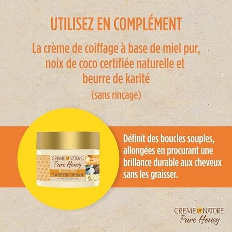 Creme of Nature Curl Cream for Curly Hair | Pure Honey | Moisture Whip | Twisting Cream | For Dry Hair