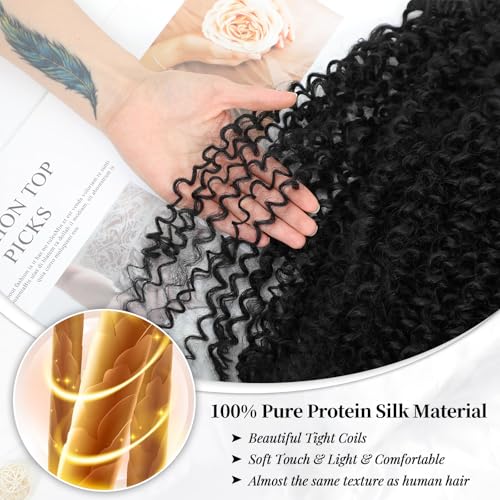 Pink Mango Clip-In Hair Extensions - 6PCS Curly Silk Protein Kinky Hair