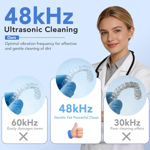 Pink Ultrasonic Retainer Cleaner Machine with UV-C & 4 Modes - 48kHz