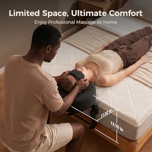 Adjustable Bed Massage Headrest with Armrest & Face Cradle - Black