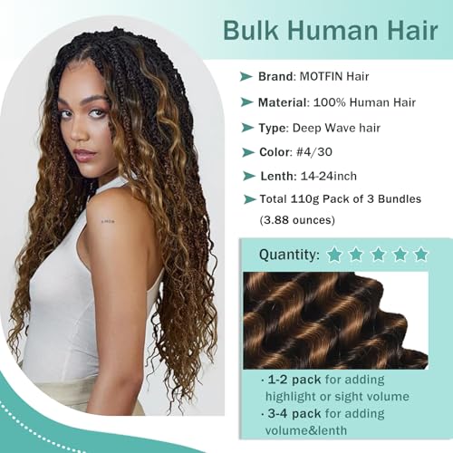 Balayage Curly Human Braiding Hair 20 Inch for Boho Braids - MOTFIN