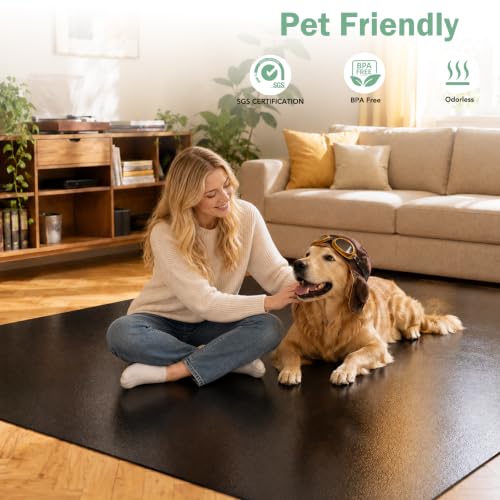 Black 5'x8' Waterproof Non Slip Floor Mat for Dining & Kitchen Protection - Plastic Rug
