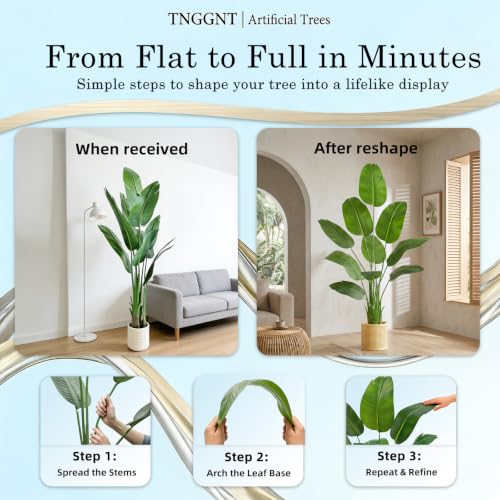 Artificial Bird of Paradise Plant - 6FT Tall Fake Traveler’s Palm Tree - Tropical Decor