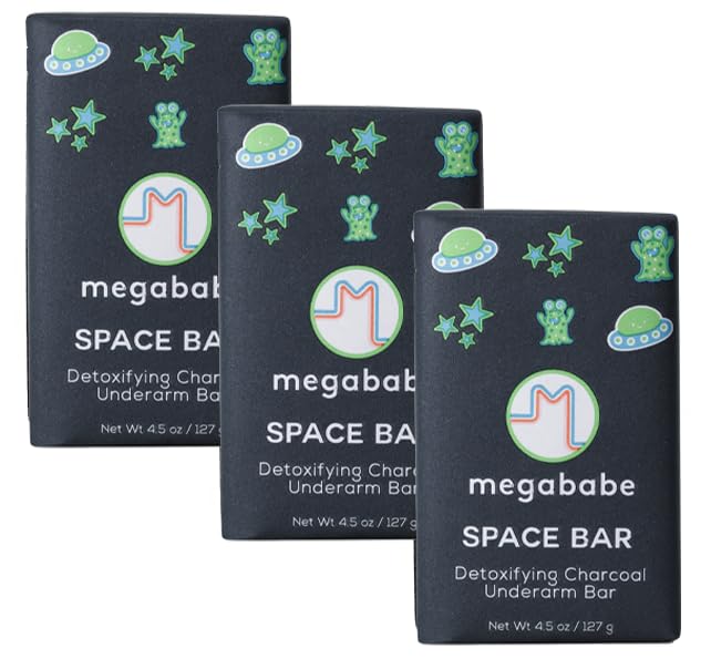 Megababe Space Bar Charcoal Underarm Soap 13.5 oz - Odor Control & Detox, 1 Pack