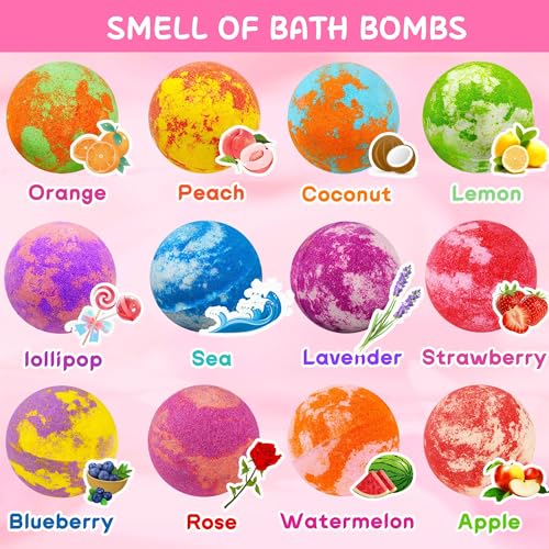 Unicorn Bath Bombs for Girls with Surprise Jewelry - Kids Organic Scented Bath Bombs Set - Birthday Gift, Toddler & Kids Ages 3-8, 12 Pack