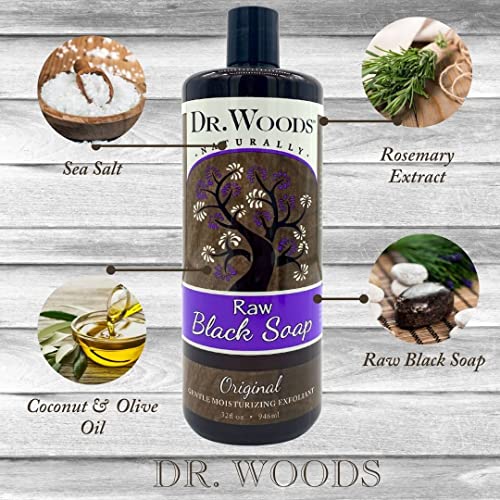 Liquid Black Soap for Face & Body - Natural Exfoliating Deep Cleanser, 32 Fl Oz, Pack of 3