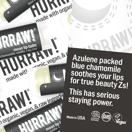 Hurraw! Moon Night Treatment Lip Balm 5 Pack - Organic, Vegan, Blue Chamomile & Vanilla