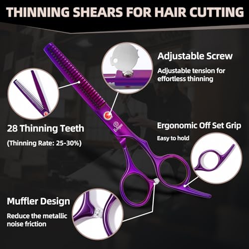 Ethyxe Purple Professional Hair Cutting Scissors Kit with Japanese Steel & Thinning Shears