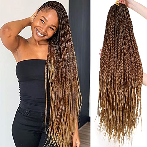Ombre Knotless Box Braids Crochet Hair 30 Inch - 8 Pack, Medium Length, Pre-Looped, Synthetic Hair for Black Women - Variation 53#