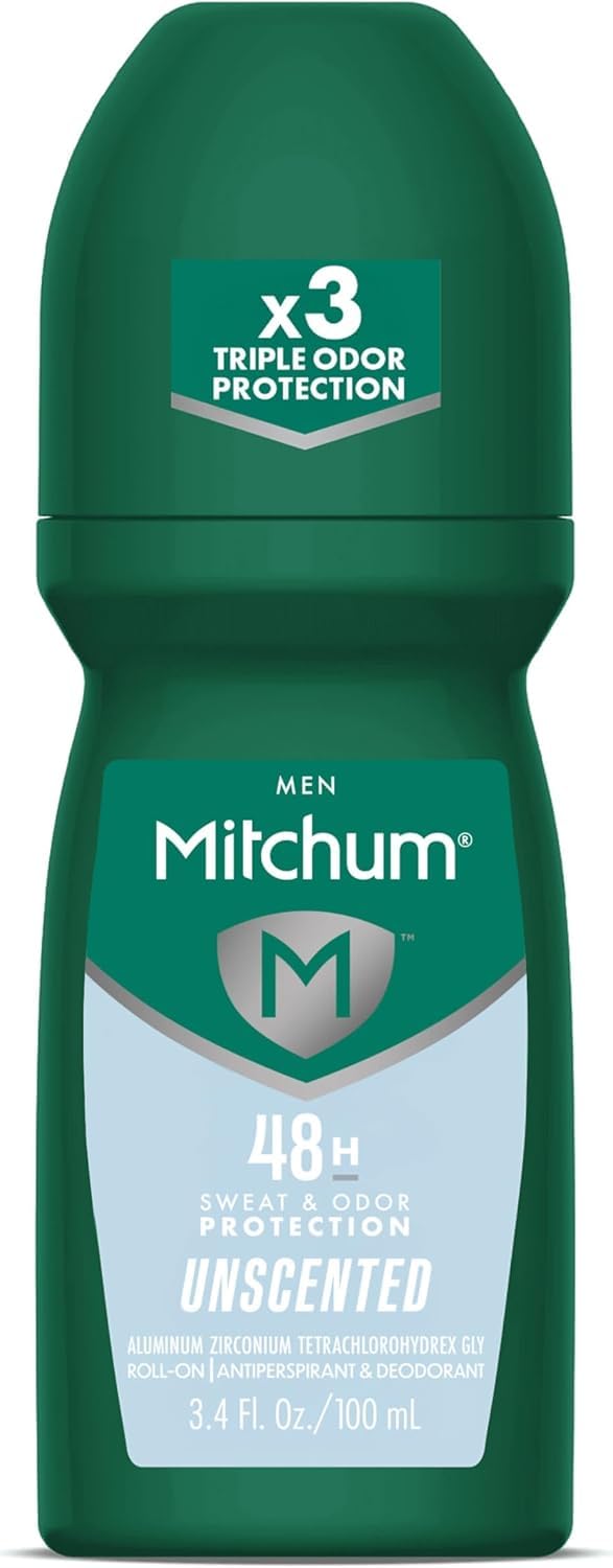 Mitchum Invisible Anti-Perspirant & Deodorant Roll-On Unscented 3.4 oz – Pack of 4