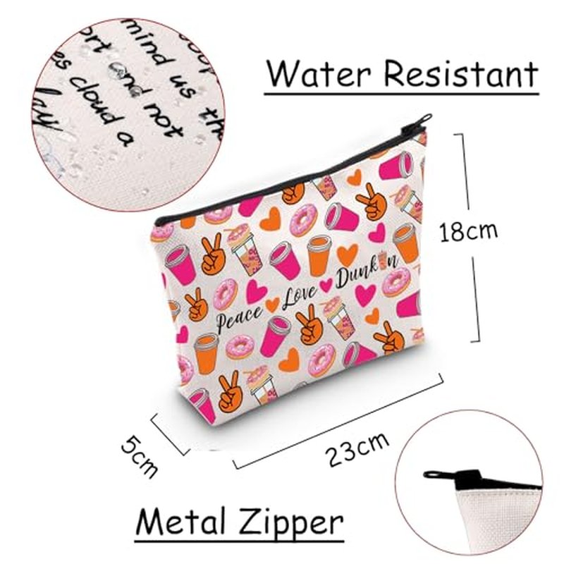 JXGZSO Peace Love Donut Junkie Shopping Bag Coffee Donuts Lover Gift Coffee Cosmetic Bag (Peace Love Drink Bag)