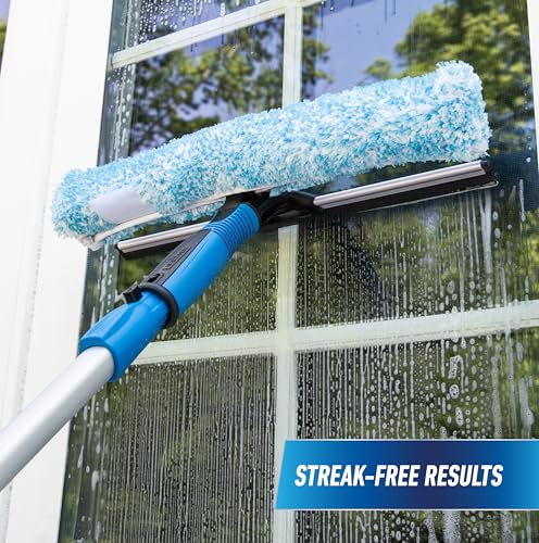 Professional 14-Inch Window Squeegee & Scrubber with 8’ Telescopic Pole