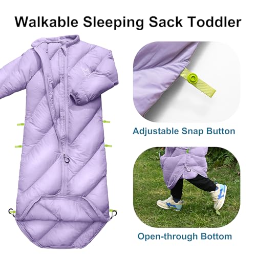 Lavender Purple Walkable Toddler Sleeping Bag for Kids 2T-4T - Puffy Camping Sack