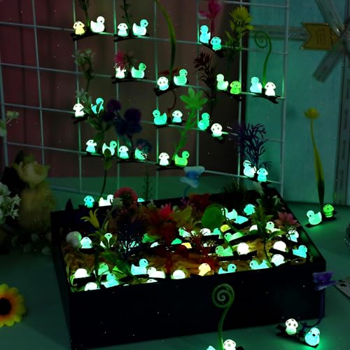 Glow in the Dark Rave Hair Clips Set - 100 Colorful Duck & Plant Clips for Festival & Party