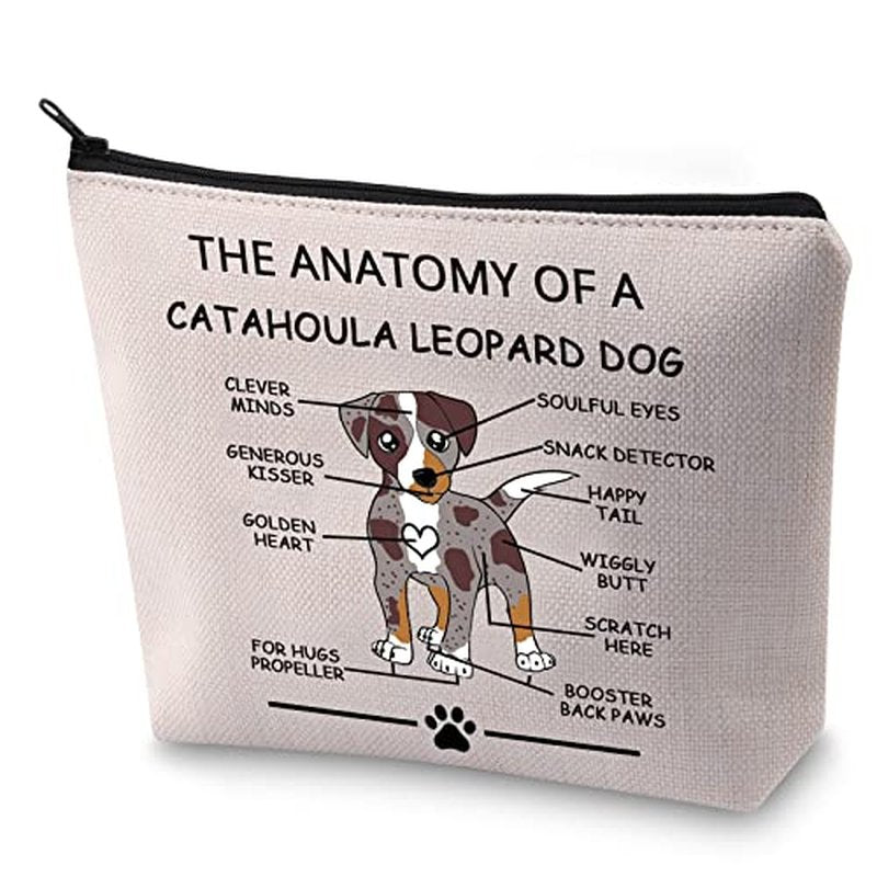 LEVLO Funny Catahoula Leopard Dog Lovers Gifts - Anatomy of A Catahoula Leopard Dog Cosmetic Bags - Veterinary Mom Travel Toiletry Bags