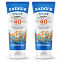 Badger Sport Mineral Sunscreen SPF 40 2-Pack, Zinc Oxide, 2.9 fl oz Tube